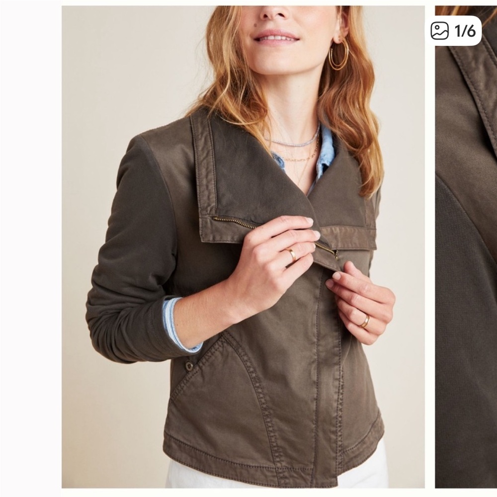 Anthropologie Marrakech Moto Jacket - Olive Green